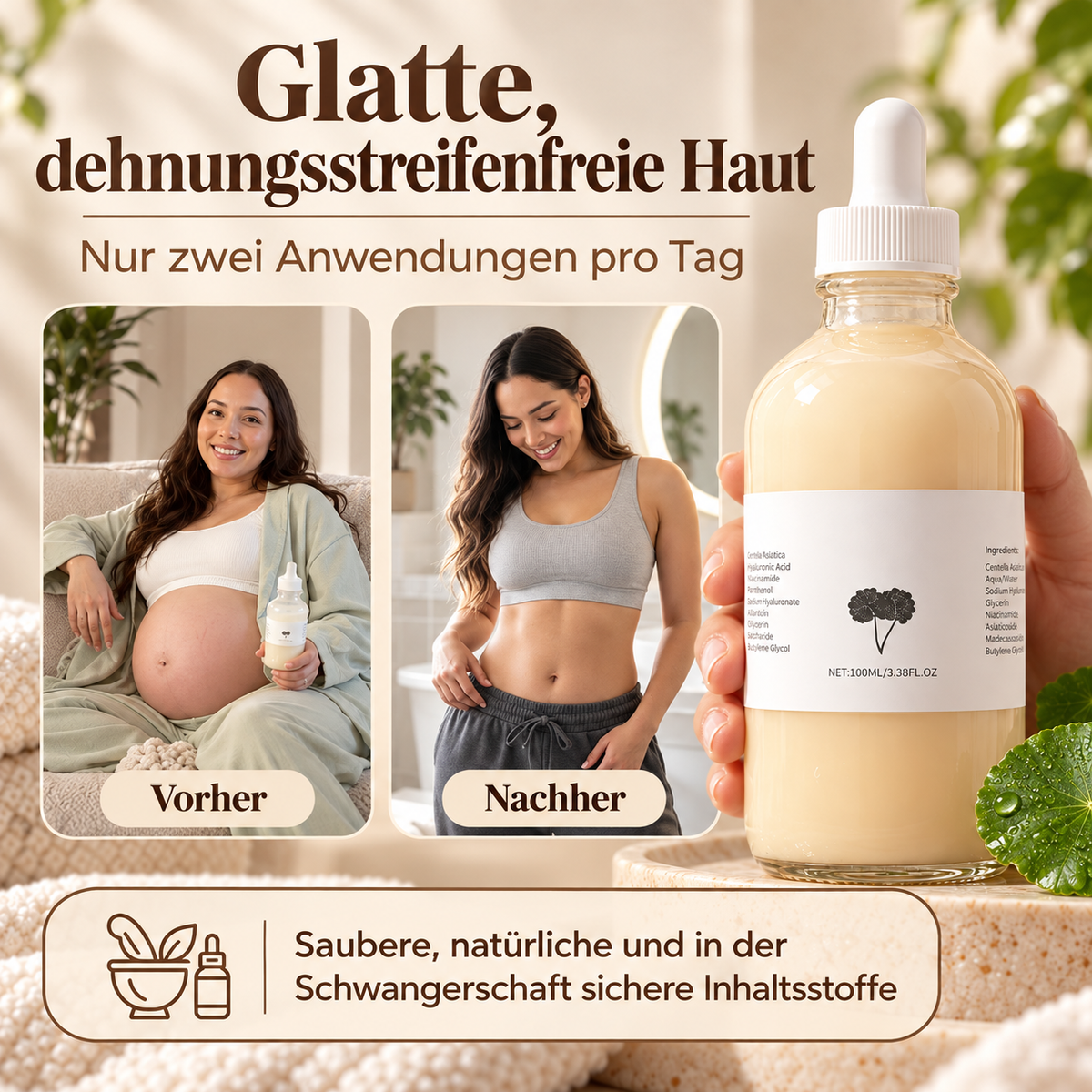 Produktgrafik zur Körperpflege mit Serumflasche