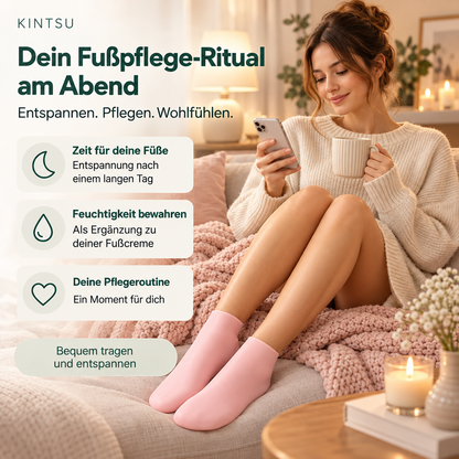 Kintsu Silikon-Pflegesocken als abendliches Fußpflege-Ritual