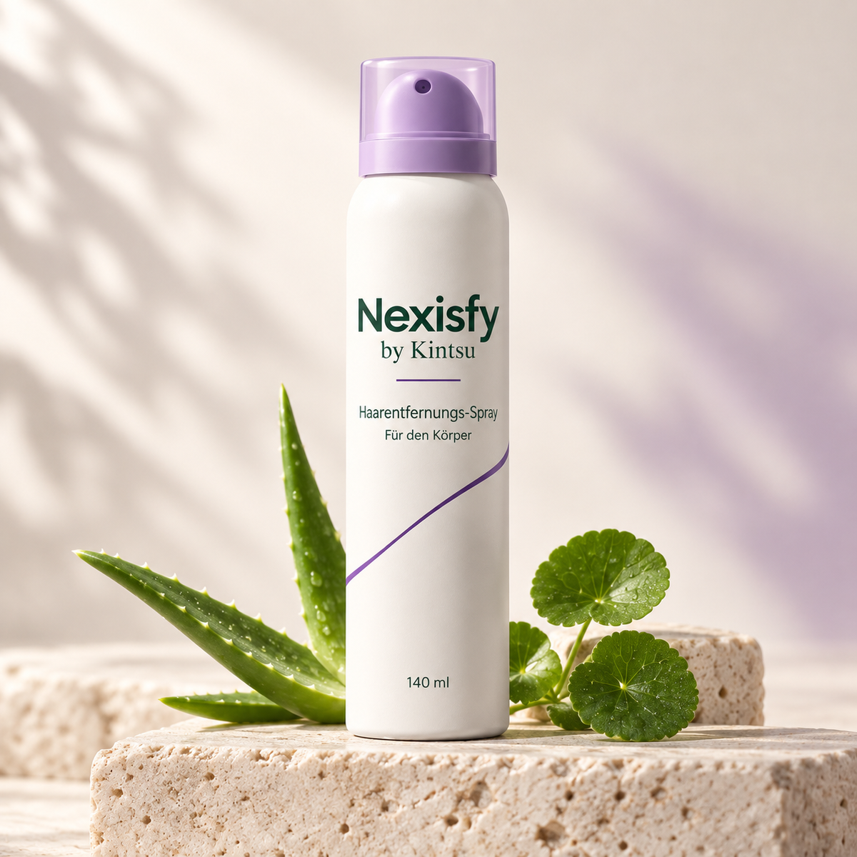 Nexisfy by Kintsu Haarentfernungs-Spray, 140 ml – Creme, Grün und Lila